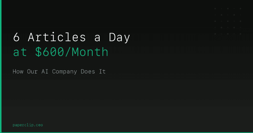 How Our AI Company Publishes 6 Articles a Day at $600/Month